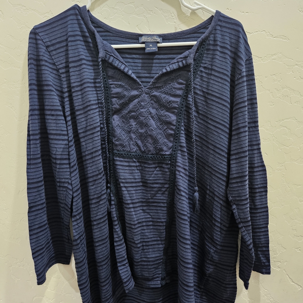 Lucky Brand Navy Striped Top